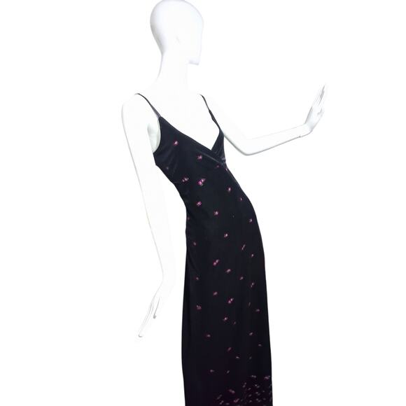 Y2K Vintage Velvet Women size XL Floral  Embroidered Whimsigoth Fairy Maxi Dress - Picture 9 of 12